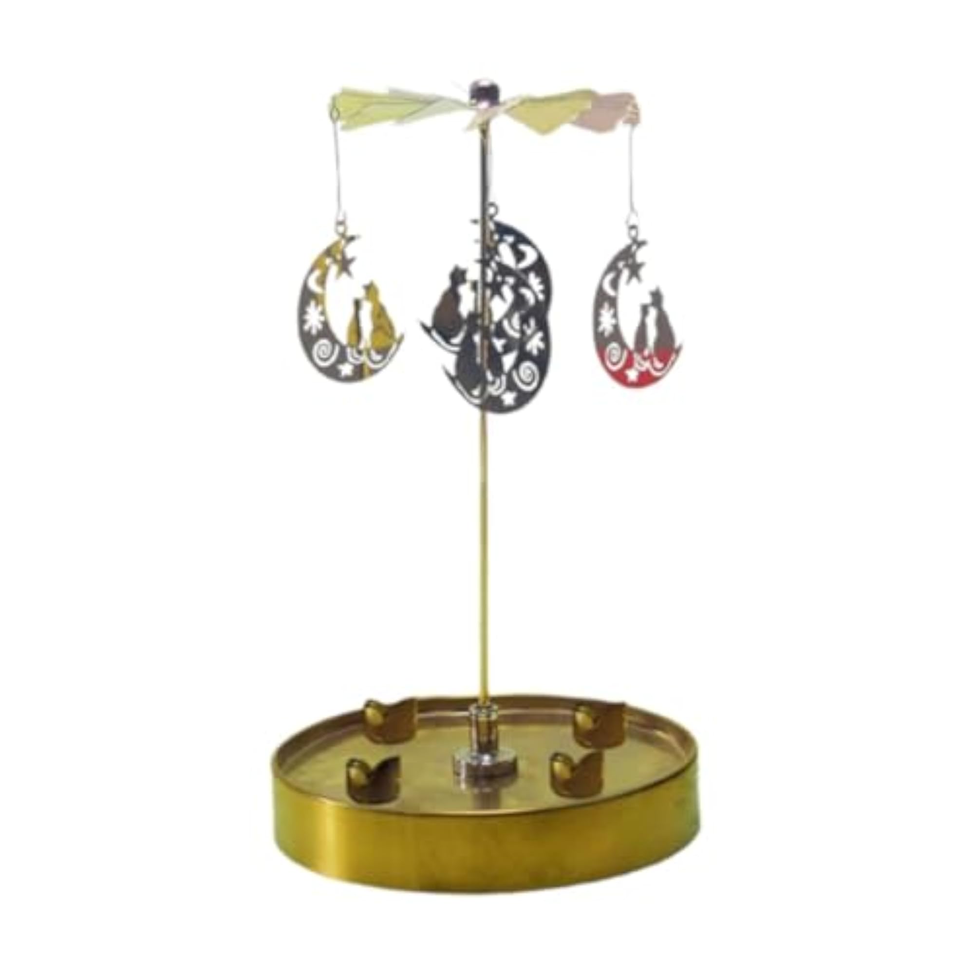 Spinning Candle Holder Rotating Cat Pattern
